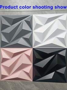 3D Wall Panel For Interior Wall Decoration, Water- And Oil-Resistant, PVC, Geometric Textured Wall Panel For Living Rooms, Halls, Bedrooms, Hotels, Offices, Black/White, 30 Cm X 30 Cm (Incl. Roll Of Wall Tape) - 粉紅色小橫條 - 查看 11