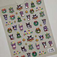 1套/1张 日本卡通人物圣诞系列 顽皮搞笑美甲贴纸 5D浮雕美甲贴纸，可爱漂亮，送朋友的礼物，营造惊喜感，美观又实惠，新年礼物，情人节礼物，复活节礼物（随机款式）