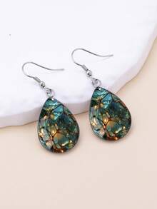 1 Đôi bông tai hình giọt nước bằng thép không gỉ 316 với họa tiết thủy tinh bất đối xứng, phong cách tối giản cổ điển, phù hợp cho phụ nữ đeo hàng ngày và làm quà tặng, trang sức tối giản thanh lịch phù hợp cho phụ nữ đeo hàng ngày và trong các dịp lễ. - Bạc - Xem 7