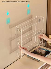 1件/3层亚克力壁挂式化妆品收纳架，无需钻孔 - 透明的 - 查看 8