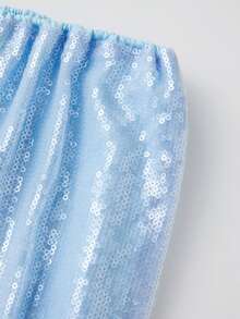 Women's Sparkle Sequin Pants Lightweight Elastic Waist Wide Leg Loose Pants Trousers - Azul - Ver 5