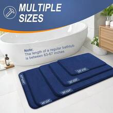 Thick Memory Foam Bath Mat Rug 47x20, Extra Soft Absorbent Bathroom Rug, Quick Dry Bath Mats, Non-Slip, Machine Washable Carpet For Bathroom, Tub And Shower, Home Decor Accessories, Navy - Navy - View 6