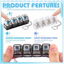 Reusable Sensory Stress Relief Toy With Realistic Keyboard Switch Clicking Sound Fidget Toy Keychain - Suitable For Commuting, Office, Study, Travel And Home Relaxation - Ideal Gift For Christmas, Valentine's Day, Birthday, Easter And Graduation - Available In Multiple Colors, Helps Relieve Anxiety And Improve Focus - Multicolor - View 5
