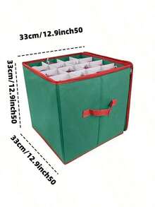 128-Slot Christmas Ornament Storage Box With Adjustable Dividers - Holds 3-Inch Ornaments, Dual Zipper Closure, 600D Tear-Resistant Fabric (Green)