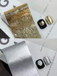 6pcs/Box Gold Metallic Nail Art Foils Transfer Stickers 3D Adhesive Decals Nail Supplies Laser Starry Sky Paper Manicure Decor Accessories For DIY Nail Art Decorations Nails - Multicolor - View 5