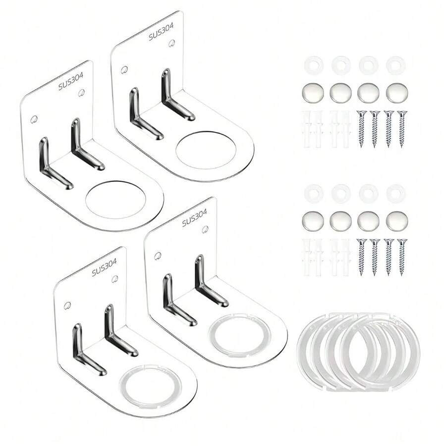 LEFTSTARER 4Pcs Soap Dispenser Wall Mount Bottle Holder, Shampoo Holder For Shower Wall For Soap/Lotion/Detergent/Shower Gel Container Dispenser Holder For Kitchen Bathroom Toilet (4pcs Silver) - 4 chiếc màu bạc - Xem 1