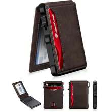 Minimalist Men's Slim Wallet: 9 - 13 Cards, Money Clip, ID Window.RFID - Blocking, Aluminum Bifold - Up - Cà phê - Xem 10