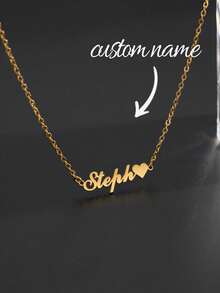 1pc Personalized Name Necklace, Custom Name Butterfly Pendant, Minimalist Name Star Necklace, Stainless Steel Text Pendant, Elegant Gift For Girlfriend, Mother's Day, Valentine's Day, Anniversary - Multicolor - View 4