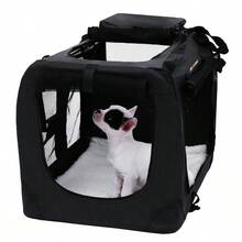 Foldable Pet Carrier Bag, Portable Dog Travel Crate, Soft Sided Dog Cat Pet Travel Carrier Large Dog Crate for Car with Breathable Mesh and Storage Pockets, 50.0x35.0x35.0cm - Schwarz - Übersicht 2