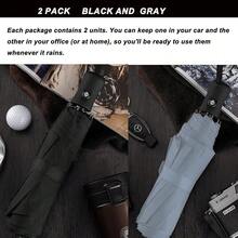 Two Packs Auto Open & Close Small Travel Umbrella Compact For Backpack-Umbrellas For Rain, Windproof Lightweight Strong Mini Portable Umbrellas For Men And Women.& Black, 2 Pack,42Inch-2Packs,LightGrey&Black - 淺灰色和黑色 - 查看 6
