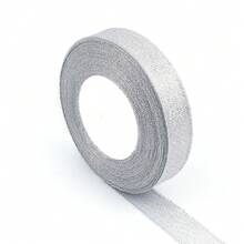 25 Yards/Roll Silver Glitter Polyester Ribbon, DIY Craft, Gifts, Apparel, Home Decor, Bows, Suitable For New Year, Birthday, Mother's Day, Valentine's Day, Graduation, Anniversary Party Decoration, Gift Boxes, Flowers, Baking, Wedding Favors - Silver - View 8