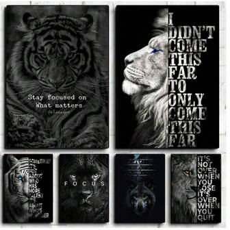 Set de 1/3/6 piezas de pintura gráfica con león y lema, póster con citas inspiradoras, arte de pared de varios tamaños para decoración del hogar, lienzo, póster (sin marco)