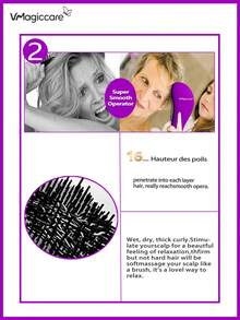 VMAGIC care Escova de Cabelo Desembaraçante na Cor Roxa - Desembaraça Facilmente Cabelos Emaranhados - Melhor Pente/Escova para Homens e Mulheres - Adequada para Cabelo Molhado ou Seco