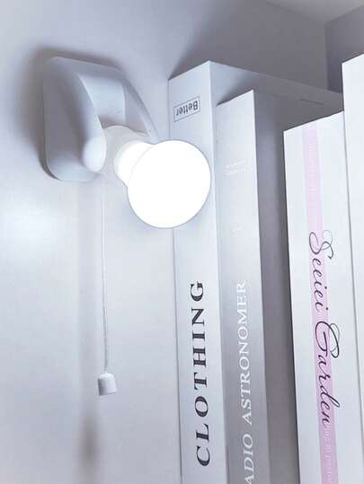 1/2/4pcs White LED Bulb Wall Light, Small Cabinet Light, Battery Powered Bulb (Batteries Not Included), With Pull String Switch Night Light, Self-Adhesive Wall Mounted Light, Suitable For Bedroom, Kitchen, Living Room, Outdoor