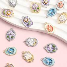 2Pcs 21x16mm Sunflower Dripping Oil Pendant For Necklace Bracelet Earring Keychain Telephone Chain And Packaging Decoration Accessories - Multicolor - View 6