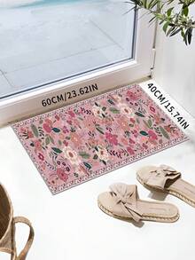 1 件复古花卉图案门垫，适用于玄关、厨房、洗衣房、卧室、家居装饰，是理想的圣诞礼物