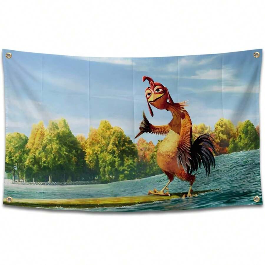 Chicken Flag Funny Poster Durable Man Cave Wall Flag With 4 Brass Grommets 3x5 Feet Tapestry For College Dorm Room Decor, Outdoor, Bedroom, Parties Gifts, Travel, Filming, Events, Festivals.. High-Resolution Banner - 彩色 - 查看 1