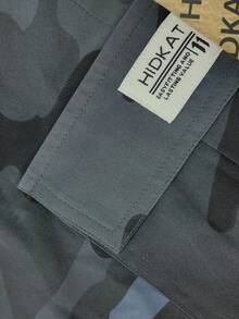 Hidkat Women's Workwear Camo Casual Pants Featuring Large Patch Pockets, Elastic Waistband With Drawstring, And Tapered Legs. Ideal For Everyday Outdoor Leisure Activities. - 灰藍迷彩 - 查看 6