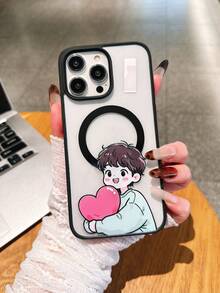 2个黑色亚克力磁性卡通男女爱心图案手机壳，兼容 17 Pro Max/17 Pro/17/16 Pro Max/16 Pro/16/15 Pro Max/15 Pro/15 Plus/15/14 Pro Max/14 Pro/14 Plus/14/13 Pro Max/13 Pro/13/12 Pro/12/11/11 Pro Max/11 Pro XS XR X 7 8，Galaxy S25/A14/A15/A35/A55/S22/S23/S24 FE/S25/S24 Ultra，情侣款柔软全包手机保护壳，适合作为生日礼物送给女友、男友或自用 - 黑色 - 查看 4
