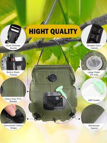 1个5加仑/20升便携式露营淋浴袋 | 可拆卸软管，方便携带 | 带开关淋浴喷头 | 旅行淋浴 | 适用于海滩、徒步旅行、露营、户外活动的便携式淋浴 - 彩色 - 查看 5