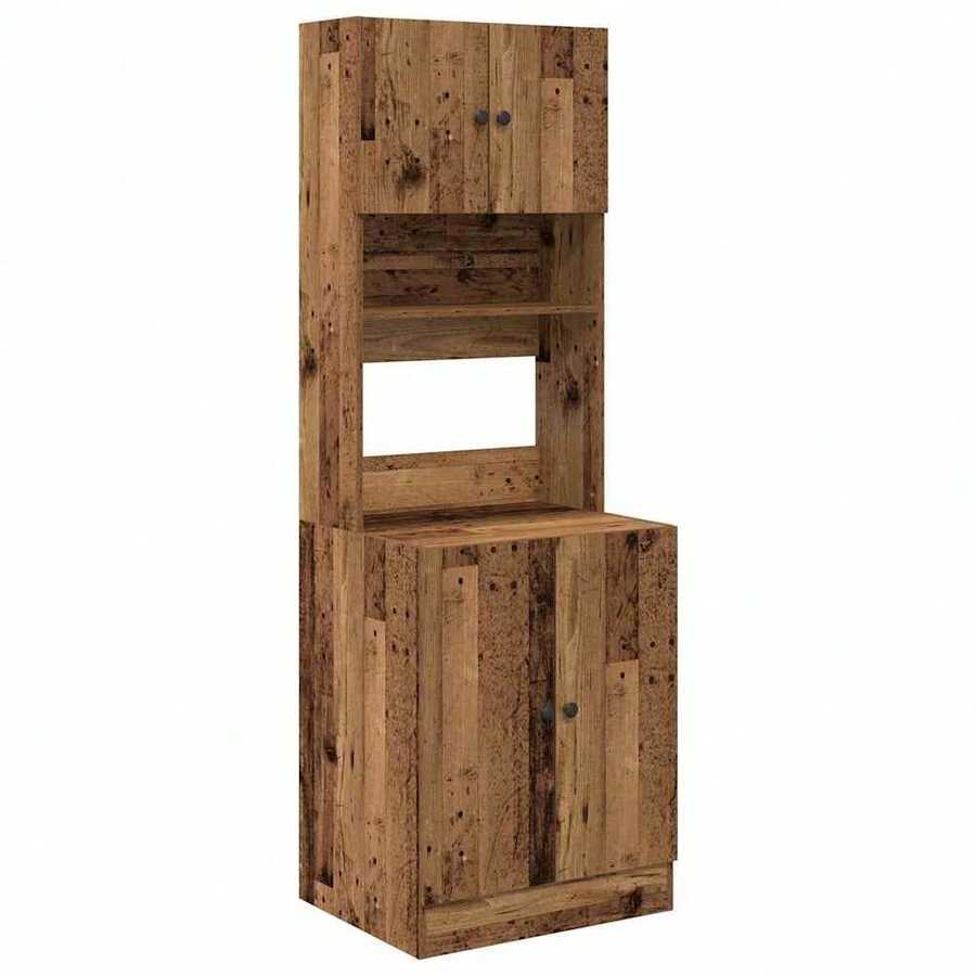 vidaXL Buffet de cuisine avec 2 pcs Bois ancien 60 x 50 x 180 cm - Tabac - Voir 1