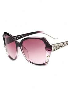 1pc Rhinestone Embellished Edgy Frame Fashion Glasses, Suitable For Everyday Wear - Purple - View 1