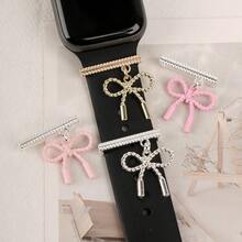 1pc Metal Fashion Twist Twine Style Bowknot Watchband Charm Decorative Ring,Cute Bow Silicone Watch Strap Accessories,Compatible With Apple Watch Band 38mm 40mm 41mm 42mm 44mm 45mm 46mm 49mm