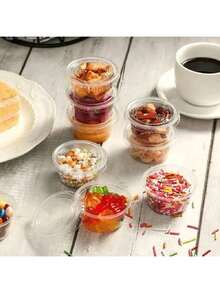 50/100个装 2盎司一次性调味杯带盖 - 非常适合备餐、控制份量和盛放沙拉酱 - 耐用塑料材质，防漏设计，一次性备餐杯套装 - 彩色 - 查看 5