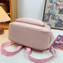 粉色蝴蝶结幸运新背包 - 高品质大容量笔记本电脑包，纸板设计，涤纶材质，适合大学生、旅行和日常通勤，旅行背包 | 时尚背包 | 拉链封口，大容量多层铅笔盒，返校用品，学习必备书包