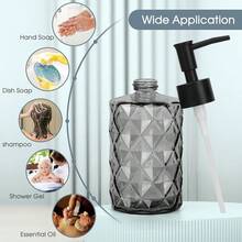 Topsky Glass Soap Dispenser With Plastic Pump, 330ml Liquid Hand Soap Dispenser, Rustproof Pump For Kitchen & Bathroom, Great For Lotions, Essential Oil, Liquid Soaps Clear Black - 鑽石般清澈的黑色 - 查看 7