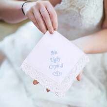 Wedding Handkerchiefs Something Blue For Bride, Mother Of The Bride Gifts Embroidered Lace Keepsake Bridal Hankies - NoUglyCrying - 查看 7