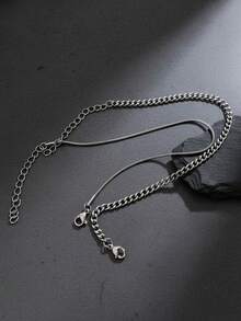 2入組不銹鋼銀色極簡手鐲,適合男士運動與多種場合穿著