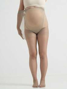 1pc Minimalist Maternity Tights, Suitable For Autumn/Winter, Lightweight Anti-Snag, Slip-Resistant Waistband, Skin-Friendly, Black, Pregnancy Wear, Daily Use - Multicolor - View 11