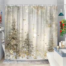 1pc Long Shower Curtain - Winter Forest Scene With Snow-Covered Pine Trees & Golden Snowflakes, High Quality Bathroom Decorations, Includes 10 Hooks - Washable Polyester Fabric (70. 8x70. 8 Inch) Holiday Bathroom Makeover - Elegant Home Decoration Idea, Snowy Landscape Print, Easycare Material - Textured Polyester Fabric - All-Season Luxury Bathroom Decor Bathtub - Spa-Like Retreat (Washable) - Modern Bathroom Window & Wall Curtain - 2D Flat Printed Design - Stylish And Durable Polyester Material Easy Installation - Long Shower Curtain Bathrooms - Geometric Patte - Textured Polyester Fabric - All-Season Luxury Bathroom Decor Bathtub - Spa-Like Retreat (Washable) - Modern Bathroom Window & Wall Curtain - 2D Flat Printed Design - Stylish And Durable Polyester Material Easy Installation - Long Shower Curtain Bathrooms - Geometric Pattern Shower Curtain - Shower Curtain Vintage - Polyester Fabric With Hooks - Elegant Modern Design - 彩色 - 查看 8
