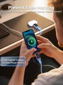 POROMETISTO UT03C 数字电压表，USB/Type-C 电流电压容量电池测试仪/充电器容量测试仪，直流 4-30V - 藍色 - 查看 10