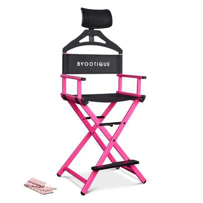 Byootique 28" Height Tall Director Chair Folding Artist Makeup Head Rest Salon