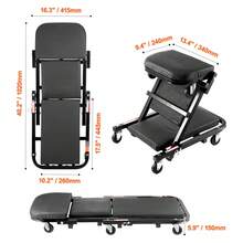 Pegable Z Garage Creeper,  40 in, 450 lbs, Capacidad de carga Rolling Folding Mechanic Creeper Stool, con 6 ruedas Bandeja de herramientas Marco de acero acolchado del asiento, Silla para sentarse o sentarse para la tienda de garaje o el hogar - 40 pulgadas - Ver 10