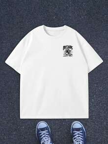 男士炫酷时尚骷髅印花圆领 T 恤 - 黑色 - 查看 2