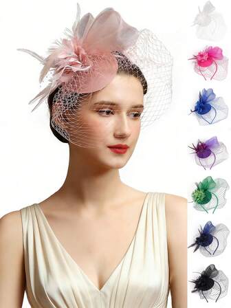 1pc Fascinator Hats For Women - Tea Party Hats Kentucky Fascinators Derby Hat Wedding Cocktail Flower Feathers Hair Clip