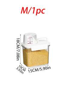 1pc Kitchen Storage Canister, Airtight Sealed Food Storage Container With Lid, Portable Leak-Proof Pantry Box For Grains, Nuts, Flour And Rice, Kitchen Organization Accessory - Clear - View 12
