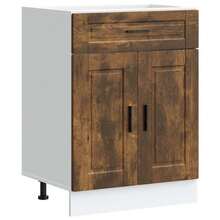 vidaXL Armoire de cuisine Porto chêne fumé bois d'ingénierie - Tabac - Voir 1