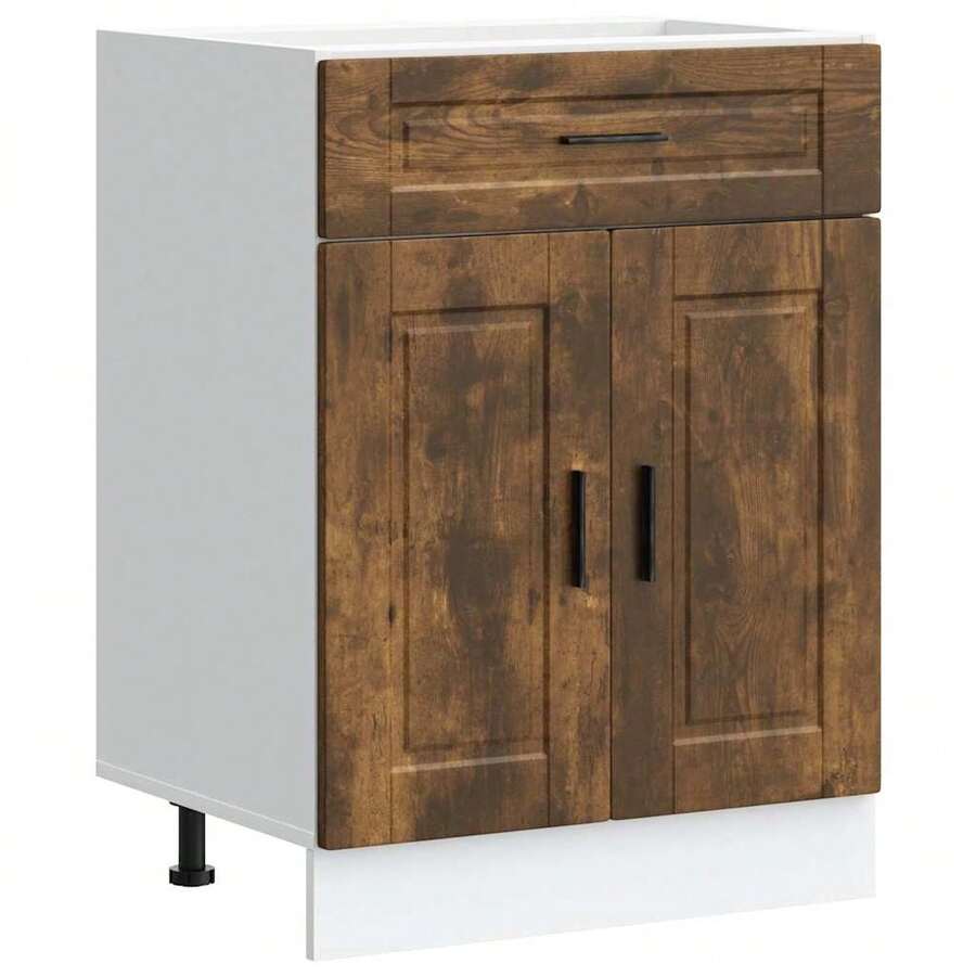vidaXL Armoire de cuisine Porto chêne fumé bois d'ingénierie - Tabac - Voir 1