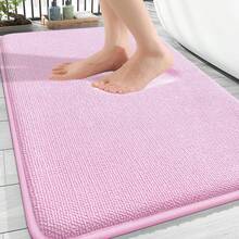 OLANLY Thick Memory Foam Bath Mat Rug 30x20, Extra Soft Absorbent Bathroom Rug, Quick Dry Bath Mats, Non-Slip, Machine Washable Carpet For Bathroom, Tub And Shower, Home Decor Accessories, Pink - berwarna merah muda - View 2