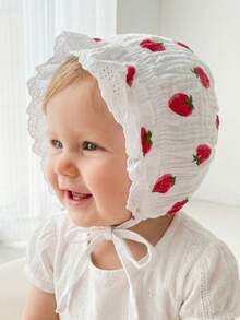 1 件复古蕾丝花朵刺绣柔软胎儿帽，宫廷风格婴儿帽，复古婴儿帽 - 1PC - 查看 7
