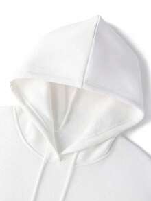 1pc Unisex Hoodie Minimalist Cross Print White Hoodie,Hoodies For Men Lightweight Polyester Material, Simple Crossprint Drawstring Hoodie, Machine Washable, For Spring/Summer/Fall, Christmas, Valentines Day, Halloween,Thanksgiving - White - View 3
