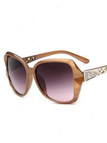 1pc Rhinestone Embellished Edgy Frame Fashion Glasses, Suitable For Everyday Wear - Purple - View 3