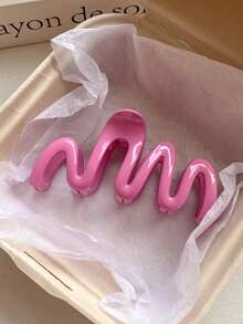 6个/1个 4.33英寸/11厘米 粉色心形芙蓉花发夹，轻巧塑料发饰，适合日常、休闲、派对、海滩、马尾辫、发髻、洗脸/洗头、化妆、搭配服装，优雅女士爪夹发夹 - 彩色 - 查看 10