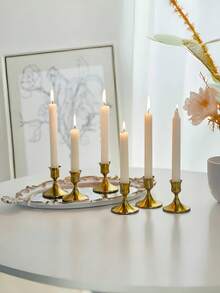 2/4/6/12pcs Cone Candle Holders, Gold/Black, Suitable For Tabletop Decor, Wedding Reception, Holiday Christmas Fireplace Or Home Decoration - Multicolor - View 4