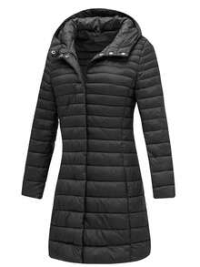 Risissida Women's Casual Hooded Down Jacket With Pockets, Lightweight For Daily Wear - Black - View 8