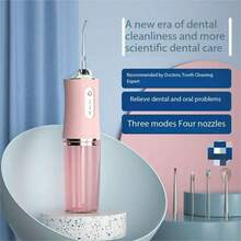 Teeth 3 Modes 4 Jet Tips Cleaning And Flossing Water Dental Portable Floss Irrigator Oral Water Flossed Rechargeable Tonsil Stone Travel Adults - 粉色 - 查看 5